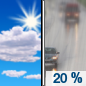 Today: A 20 percent chance of rain after noon.  Mostly sunny, with a high near 59. Light west northwest wind increasing to 5 to 10 mph in the afternoon. 