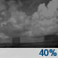 Wednesday Night: A chance of showers, with thunderstorms also possible after 2am. Partly cloudy, with a low around 55. Chance of precipitation is 40%. Wednesday Night: A chance of showers, with thunderstorms also possible after 2am. Partly cloudy, with a low around 55. Chance of precipitation is 40%.