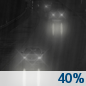 Tonight: A 40 percent chance of rain, mainly after 1am. Increasing clouds, with a low around 35. Northeast wind 5 to 7 mph. Tonight: A 40 percent chance of rain, mainly after 1am. Increasing clouds, with a low around 35. Northeast wind 5 to 7 mph.