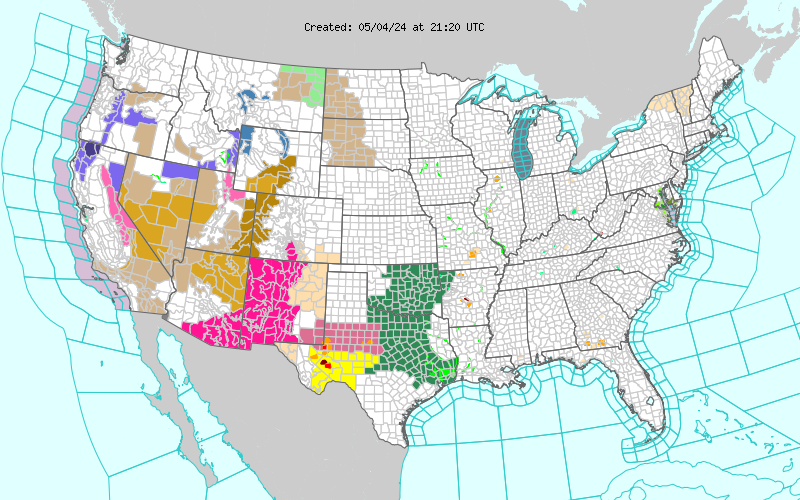 (Graphic) Map of National Red Flag Warnings / Watches
