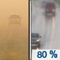 Sunday: Rain, mainly after 5pm.  Patchy blowing dust. High near 54. Very windy, with a west wind 38 to 45 mph, with gusts as high as 60 mph.  Chance of precipitation is 80%.