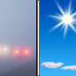 Today: Patchy fog before 9am.  Otherwise, partly sunny, then gradually becoming sunny, with a high near 77. South southwest wind 15 to 20 mph, with gusts as high as 30 mph. 