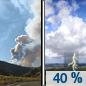 Monday: A 40 percent chance of showers and thunderstorms, mainly after 3pm.  Areas of smoke between 8am and 11am. Mostly sunny, with a high near 93. East wind 5 to 10 mph becoming west in the afternoon. 