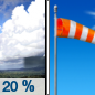 Saturday: Isolated showers before noon.  Sunny, with a high near 77. Breezy, with an east northeast wind 13 to 17 mph, with gusts as high as 24 mph.  Chance of precipitation is 20%.
