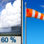 Sunday: Showers likely before 7am.  Cloudy through mid morning, then gradual clearing, with a high near 61. Breezy, with a northwest wind 15 to 20 mph, with gusts as high as 35 mph.  Chance of precipitation is 60%.