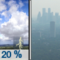Tuesday: A 20 percent chance of showers and thunderstorms before 11am.  Widespread haze before noon, then widespread haze after 2pm. Areas of smoke between noon and 2pm. Mostly sunny, with a high near 79. West wind 5 to 13 mph, with gusts as high as 23 mph. 