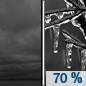Thursday Night: Freezing rain likely after midnight.  Cloudy, with a low around 25. Southeast wind 7 to 10 mph, with gusts as high as 20 mph.  Chance of precipitation is 70%.