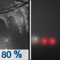 Tonight: Rain showers and sleet before 10pm, then a chance of rain showers between 10pm and midnight.  Patchy fog after 11pm. Low around 30. North northeast wind around 5 mph becoming calm.  Chance of precipitation is 80%. Little or no sleet accumulation expected. 