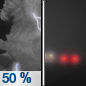 Tonight: A 50 percent chance of showers and thunderstorms, mainly before 9pm. Some of the storms could be severe.  Patchy fog after 3am.  Otherwise, partly cloudy, with a low around 57. East wind 6 to 10 mph becoming southwest after midnight. 