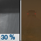 Tonight: A 30 percent chance of showers, mainly before 11pm.  Patchy blowing dust after 4am. Cloudy, with a low around 23. Windy, with a south wind 10 to 20 mph becoming north northwest 30 to 40 mph. Winds could gust as high as 55 mph.  New precipitation amounts of less than a tenth of an inch possible. 