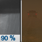 Wednesday Night: Showers before 11pm.  Patchy blowing dust before 2am. Low around 45. Breezy, with a southwest wind 17 to 23 mph, with gusts as high as 37 mph.  Chance of precipitation is 90%. New precipitation amounts of less than a tenth of an inch possible. 