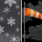 Friday Night: A slight chance of snow showers before 11pm. Some thunder is also possible.  Partly cloudy, with a low around 27. Blustery. 