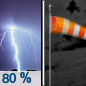 Tuesday Night: Showers and thunderstorms, mainly before 10pm. Some of the storms could produce heavy rainfall.  Low around 54. Breezy, with a south wind 15 to 20 mph becoming southwest after midnight. Winds could gust as high as 30 mph.  Chance of precipitation is 80%. New precipitation amounts between a half and three quarters of an inch possible. 