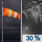Sunday Night: A chance of freezing rain after 3am, mixing with rain after 5am.  Cloudy, with a low around 28. Breezy.  Chance of precipitation is 30%.