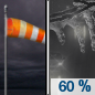 Friday Night: A slight chance of freezing rain between 9pm and 3am, then rain likely.  Cloudy, with a low around 29. Windy, with a southwest wind 26 to 33 mph.  Chance of precipitation is 60%. Little or no ice accumulation expected. 