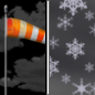 Friday Night: A slight chance of snow showers after midnight.  Partly cloudy, with a low around 23. Breezy. 