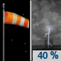 Sunday Night: A 40 percent chance of showers and thunderstorms after 1am.  Mostly clear, with a low around 75. Breezy, with a south wind 15 to 17 mph, with gusts as high as 30 mph.  New rainfall amounts of less than a tenth of an inch, except higher amounts possible in thunderstorms. 