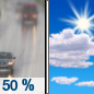 Wednesday: A 50 percent chance of rain before 11am.  Mostly cloudy, then gradually becoming sunny, with a high near 63. Calm wind becoming west 5 to 8 mph in the morning. 