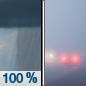 Today: Showers, mainly before 11am.  Patchy fog before 1pm. High near 55. East southeast wind 11 to 13 mph becoming west in the afternoon. Winds could gust as high as 22 mph.  Chance of precipitation is 100%. New precipitation amounts between a quarter and half of an inch possible. 