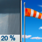 Wednesday: A 20 percent chance of showers before 9am.  Mostly cloudy, then gradually becoming sunny, with a high near 66. Breezy, with a west wind 14 to 19 mph increasing to 23 to 28 mph in the afternoon. Winds could gust as high as 41 mph. 