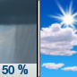 Tuesday: A 50 percent chance of showers before 9am.  Mostly cloudy, then gradually becoming sunny, with a high near 77.