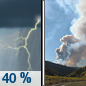 Wednesday: A chance of showers and thunderstorms before 10am, then a slight chance of showers between 10am and 11am.  Areas of smoke. Cloudy, then gradually becoming mostly sunny, with a high near 66. North wind 10 to 15 mph, with gusts as high as 25 mph.  Chance of precipitation is 40%.