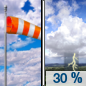 Today: Scattered showers and thunderstorms, mainly after 1pm.  Snow level 11300 feet rising to 12300 feet in the afternoon. Mostly sunny, with a high near 55. Breezy, with a west wind 14 to 21 mph, with gusts as high as 29 mph.  Chance of precipitation is 30%.