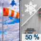 Wednesday: A chance of rain and snow showers after noon. Some thunder is also possible.  Partly sunny, with a high near 45. Breezy.  Chance of precipitation is 50%.