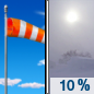 Today: Patchy blowing snow after 5pm. Sunny, with a high near 28. Windy, with a southwest wind 20 to 30 mph. 