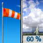 Wednesday: A chance of showers and thunderstorms, then showers likely and possibly a thunderstorm after 5pm. Some of the storms could be severe.  Sunny, with a high near 92. Heat index values as high as 101. Breezy, with a south southwest wind 17 to 21 mph, with gusts as high as 37 mph.  Chance of precipitation is 60%. New rainfall amounts between a tenth and quarter of an inch, except higher amounts possible in thunderstorms. 
